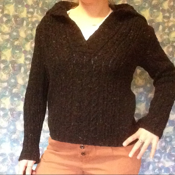 Sailor collar black cable knit sweater - Picture 1 of 4
